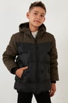Lela İçi Peluş Astarlı Fermuarlı Cepli Kapüşonlu Şişme Erkek Çocuk Mont 5760041 HAKİ