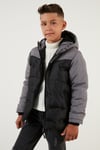 Lela İçi Peluş Astarlı Fermuarlı Cepli Kapüşonlu Şişme Erkek Çocuk Mont 5760041 GRİ