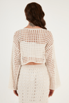 Lela İspanyol Kol Ajurlu Örme Crop Bayan Kazak 6071564 EKRU
