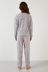 Lela Kar Tanesi Desenli Beli Lastikli Saç Bantlı Peluş Bayan Pijama Takımı 609412013 GRİ