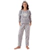 Lela Kar Tanesi Desenli Beli Lastikli Saç Bantlı Peluş Bayan Pijama Takımı 609412013 GRİ