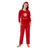 Lela Kar Tanesi Desenli Beli Lastikli Saç Bantlı Peluş Bayan Pijama Takımı 609412013 KIRMIZI