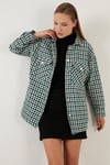 Lela Kareli Regular Fit Düğmeli Bayan Gömlek Ceket 42190497 BENETTON