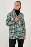 Lela Kareli Regular Fit Düğmeli Bayan Gömlek Ceket 42190497 BENETTON