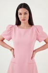 Lela Kayık Yaka Balon Kol Mini Davet Kadın Elbise 6525735 Şeker Pembe