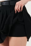 Lela Kemerli Pileli Regular Fit Yüksek Bel Bayan Şort Etek 5866292 SİYAH