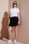 Lela Kemerli Pileli Regular Fit Yüksek Bel Bayan Şort Etek 5866292 SİYAH