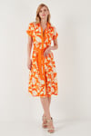 Lela Kemerli Regular Fit Midi Gömlek Bayan Elbise 66924552S4 EKRU-ORANGE