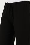 Lela Keten Karışımlı Regular Fit Normal Bel Geniş Paça Kadın Pantolon 5866030 SİYAH