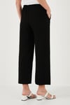Lela Keten Karışımlı Regular Fit Normal Bel Geniş Paça Kadın Pantolon 5866030 SİYAH