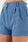 Lela Kırçıllı Regular Fit Cepli Kısa Bayan Şort 5866201 İNDİGO