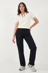 Lela Kontrast Detaylı Regular Fit Triko Kadın Polo Yaka T Shirt 4617057 EKRU