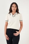 Lela Kontrast Detaylı Regular Fit Triko Kadın Polo Yaka T Shirt 4617057 EKRU