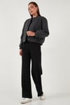 Lela Loose Fit Sıfır Yaka Çıtçıtlı Kaşe Kısa Bayan Mont 6810178 ANTRASİT