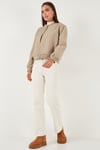Lela Loose Fit Sıfır Yaka Çıtçıtlı Kaşe Kısa Bayan Mont 6810178 BEJ