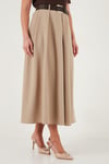 Lela Modest Kemerli Comfort Fit Yüksek Bel Pileli Kloş Uzun Tesettür Bayan Etek 6833360 CAMEL