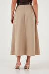 Lela Modest Kemerli Comfort Fit Yüksek Bel Pileli Kloş Uzun Tesettür Bayan Etek 6833360 CAMEL