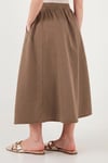 Lela Modest Pamuklu Relaxed Fit Lastikli Bel Tesettür Midi Kadın Etek 668YE4449 KAHVE