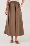 Lela Modest Pamuklu Relaxed Fit Lastikli Bel Tesettür Midi Kadın Etek 668YE4449 KAHVE