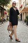 Lela Modest Regular Fit Kapüşonlu Tesettür Triko Bayan Hırka 4616176 SİYAH