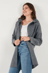 Lela Modest Regular Fit Kapüşonlu Tesettür Triko Bayan Hırka 4616176 ANTRASİT