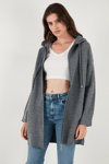 Lela Modest Regular Fit Kapüşonlu Tesettür Triko Bayan Hırka 4616176 ANTRASİT