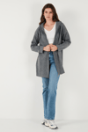 Lela Modest Regular Fit Kapüşonlu Tesettür Triko Bayan Hırka 4616176 ANTRASİT