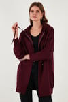Lela Modest Regular Fit Kapüşonlu Tesettür Triko Bayan Hırka 4616176 BORDO