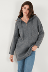 Lela Modest Regular Fit Kapüşonlu Tesettür Triko Bayan Hırka 4616176 ANTRASİT