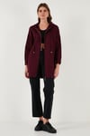 Lela Modest Regular Fit Kapüşonlu Tesettür Triko Bayan Hırka 4616176 BORDO