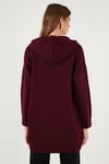 Lela Modest Regular Fit Kapüşonlu Tesettür Triko Bayan Hırka 4616176 BORDO