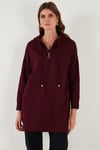Lela Modest Regular Fit Kapüşonlu Tesettür Triko Bayan Hırka 4616176 BORDO