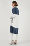 Lela Modest Regular Fit Renk Bloklu Uzun Tesettür Triko Bayan Hırka 4616172 AÇIK GRİ