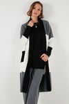 Lela Modest Regular Fit Renk Bloklu Uzun Tesettür Triko Bayan Hırka 4616172 SİYAH