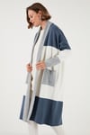 Lela Modest Regular Fit Renk Bloklu Uzun Tesettür Triko Bayan Hırka 4616172 AÇIK GRİ