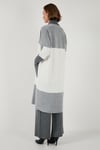 Lela Modest Regular Fit Renk Bloklu Uzun Tesettür Triko Bayan Hırka 4616172 KOYU GRİ