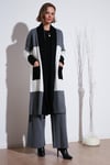 Lela Modest Regular Fit Renk Bloklu Uzun Tesettür Triko Bayan Hırka 4616172 SİYAH