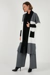 Lela Modest Regular Fit Renk Bloklu Uzun Tesettür Triko Bayan Hırka 4616172 SİYAH