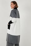 Lela Modest Regular Fit Renk Bloklu Uzun Tesettür Triko Bayan Hırka 4616172 SİYAH