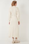 Lela Modest Relaxed Fit Bisiklet Yaka Triko Kadın Elbise 4616198 KREM