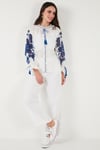 Lela Nakışlı Oversize Fit Bağlamalı Hakim Yaka Kadın Gömlek 676206 BEYAZ