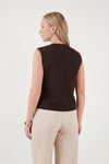 Lela Ön Yırtmaç Detaylı Fitted Fit Bisiklet Yaka Düğmeli Bayan Yelek 6521194 KAHVE
