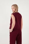 Lela Ön Yırtmaç Detaylı Fitted Fit Bisiklet Yaka Düğmeli Kadın Yelek 6521194 BORDO