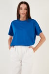 Lela Oversize % 100 Pamuk Bisiklet Yaka Basic Bayan T Shirt 5864489 SAKS