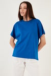 Lela Oversize % 100 Pamuk Bisiklet Yaka Basic Bayan T Shirt 5864489 SAKS