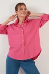 Lela Oversize % 100 Pamuk Poplin Bayan Gömlek CF21S163867 FUŞYA