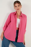 Lela Oversize % 100 Pamuk Poplin Bayan Gömlek CF21S163867 FUŞYA