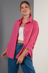 Lela Oversize % 100 Pamuk Poplin Bayan Gömlek CF21S163867 FUŞYA