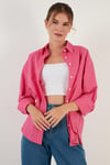 Lela Oversize % 100 Pamuk Poplin Bayan Gömlek CF21S163867 FUŞYA