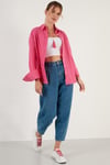 Lela Oversize % 100 Pamuk Poplin Bayan Gömlek CF21S163867 FUŞYA